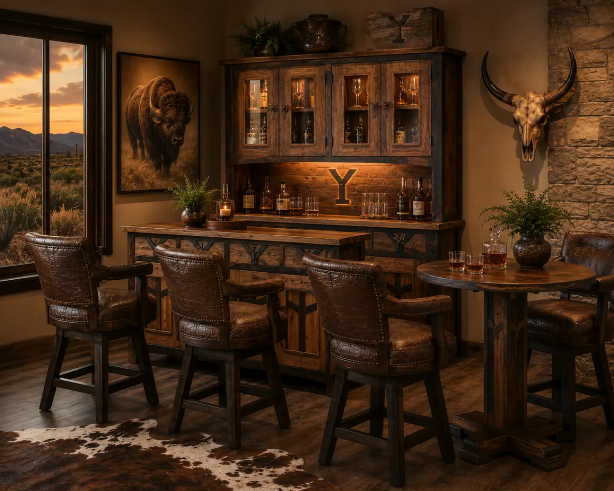 Bar and dining furniture by Wild West Interior, Scottsdale